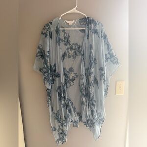 Lauren Conrad Women’s Blue Floral Shear Oversized Sweater Duster Soft Girl Fairy